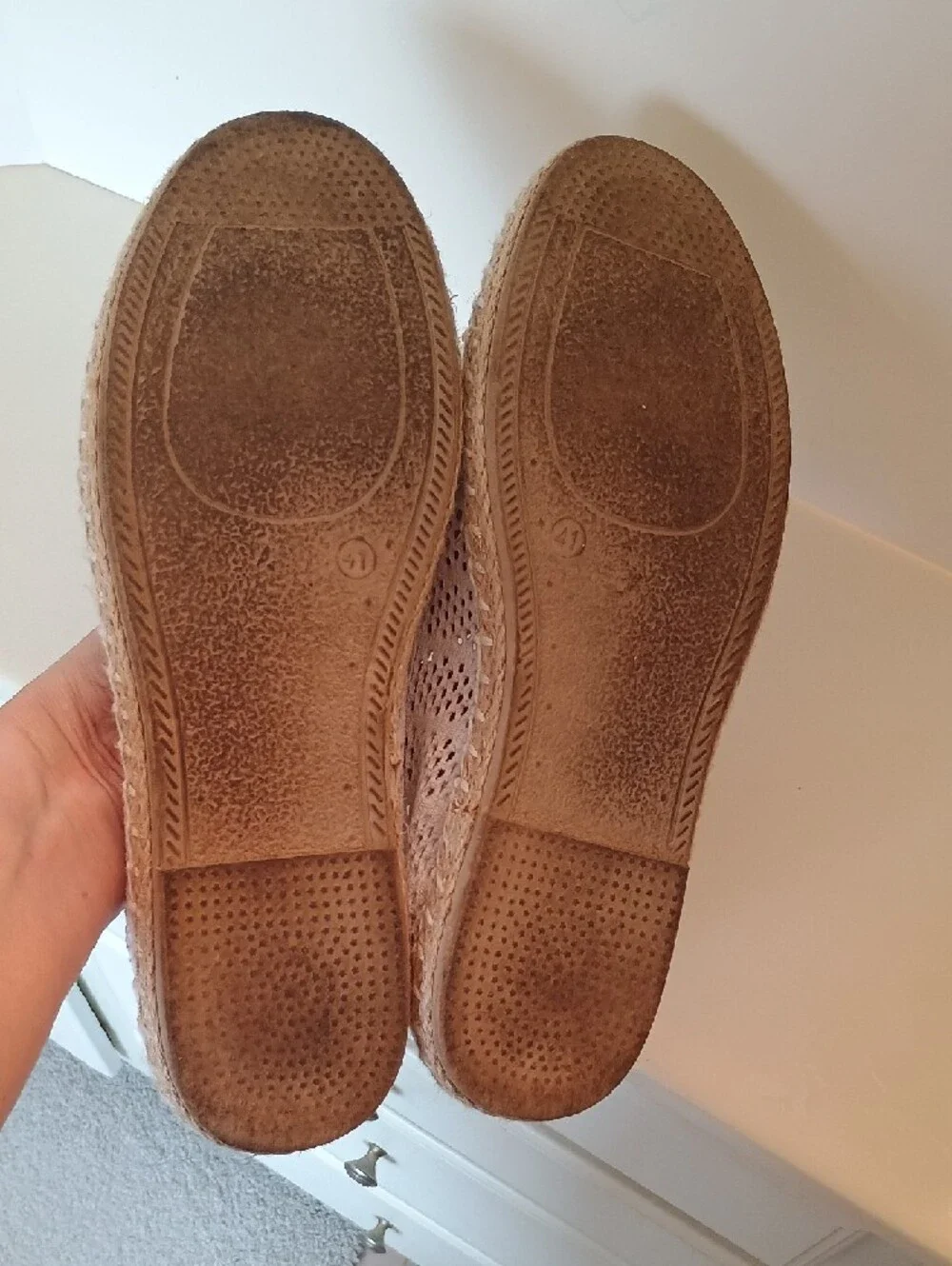 Women’s White Crochet Espadrille Heart Design Slip-On Shoes Flats
